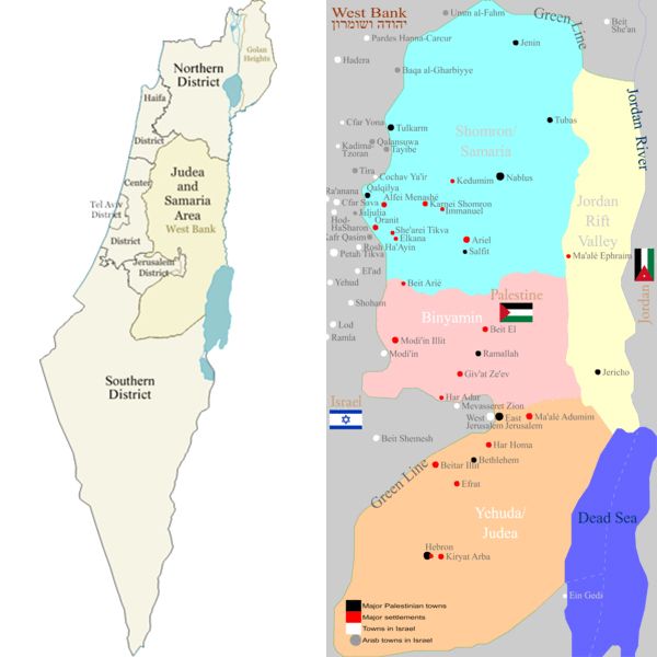 Israel districts-Map-Judea-Samaria-Settlements