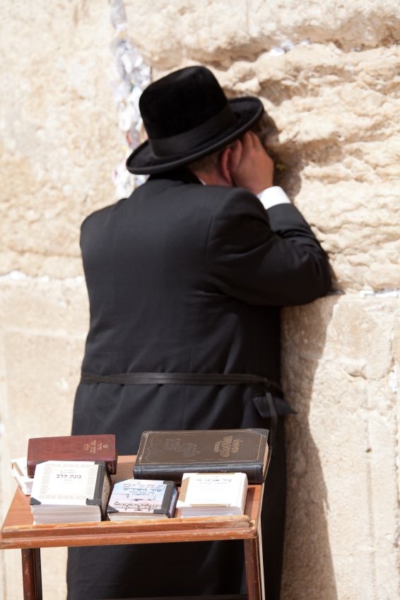 Jewish Man-Western (Wailing) Wall-Jerusalem-prayer books-Hebrew Bible