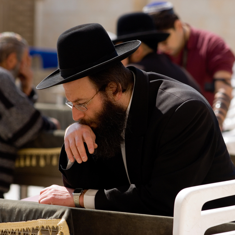 Jewish man-praying-Western (Wailing) Wall-Jerusalem