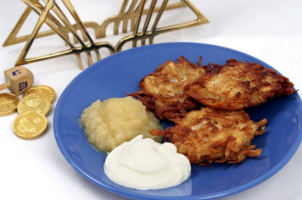 Latkes-Sour Cream-Applesauce-Hanukkah delight