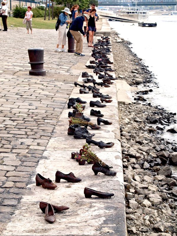 Shoes-killed-fascist-Arrow Cross militiamen-Budapest-World War II