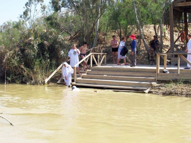 Qasr el Yahud (lit. Castle of the Jews), a baptism site in the Jordan River Valley, is the traditional spot where Yeshua's mikvah took place (Matthew 3:13–17).  At this same spot, according to tradition, the Israelites crossed the Jordan River and the prophet Elijah ascended to heaven.