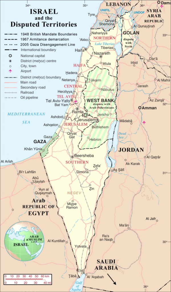 Israel-Disputed Territories map