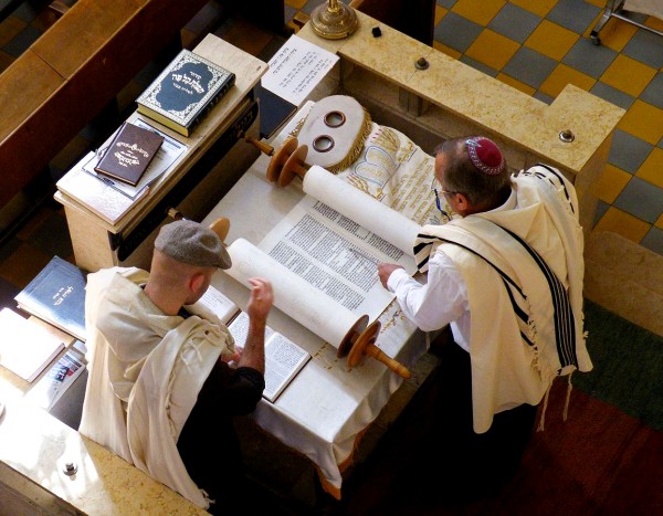 Torah scroll-tallit-bimah