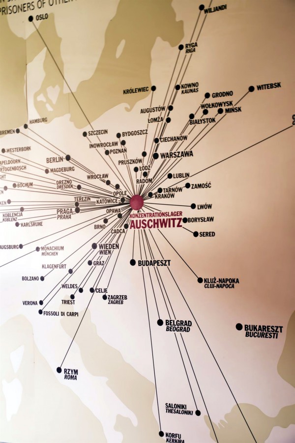 An Auschwitz museum graphic showing the reach of the death camp.