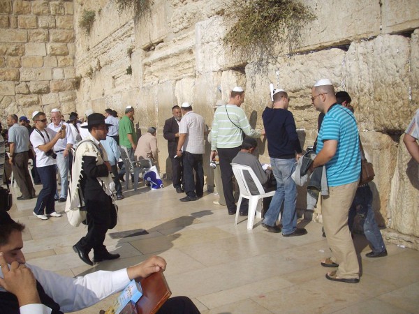 Jewish men pray at the Western (Wailing) Wall in Jerusalem.