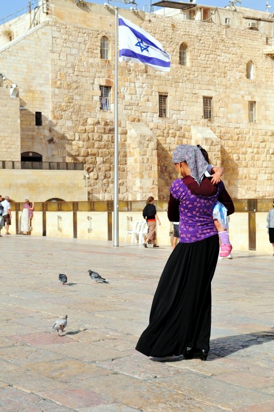 Jewish mother and child in Jerusalem