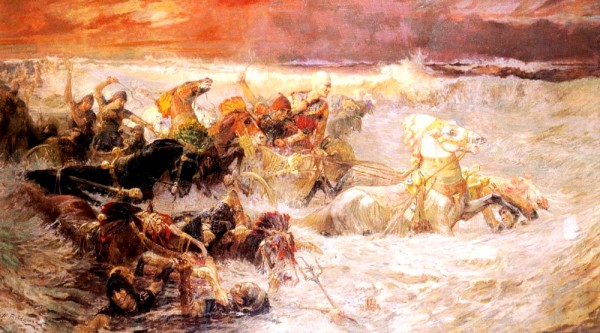 Pharaoh's Army Engulfed by the Red Sea, by Frederick Arthur Bridgman