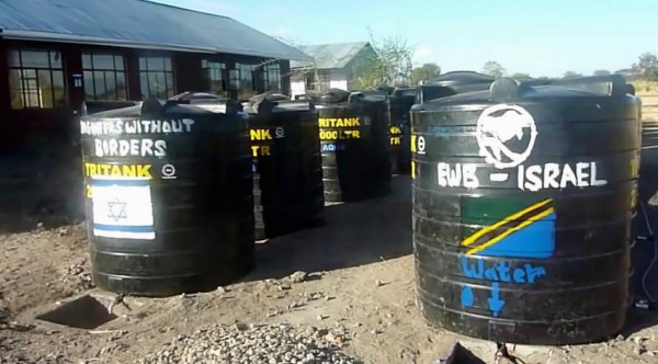 The system of storage tanks for water at Nkaiti Secondary School in Tanzania