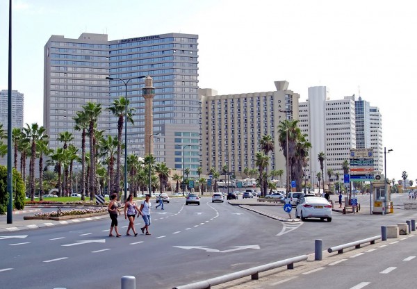 Israel-high rise-pedestrians