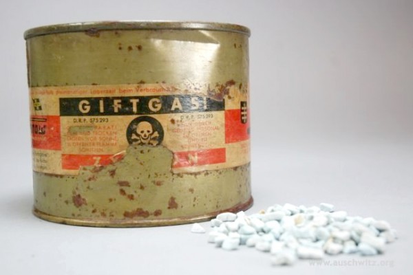 Zyklon B was used by the Nazis during the Holocaust to murder a million people in gas chambers installed at Auschwitz-Birkenau, Majdanek, and other extermination camps.