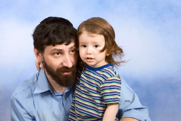 A Jewish father with his two-year-old son