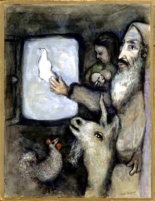 Noah Lets the Dove Through the Ark of the Window, by Marc Chagall