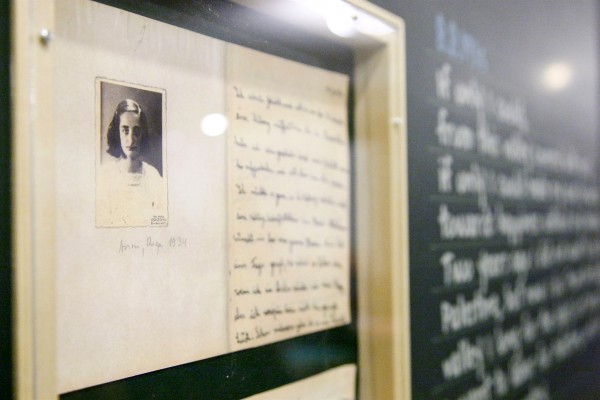 Photograph of Anne Frank at UN exhibit commemorating Holocaust, International Holocaust Remembrance Day