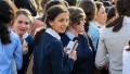 New month, Kotel, schoolgirls, prayer books, siddurs