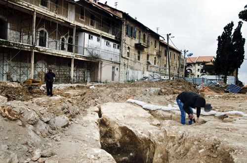 Archaeology at the Schneller Complex.  (Photo by IAA)