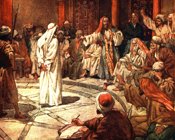 Jesus on trial before the Sanhedrin - by William HOle