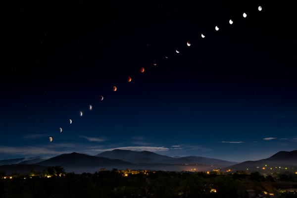 Phases of a supermoon eclipse