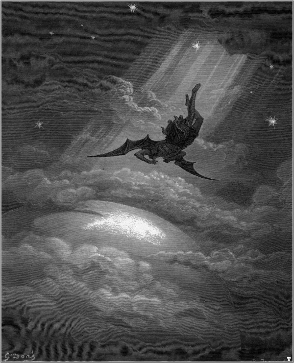 Illustration by Gustav Dore (1832-1883) depicting the Fall of Satan in John Milton’s "Paradise Lost" (1866),