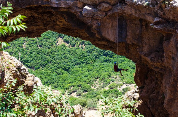 Rappelling down Keshet Cave in the Upper Galilee