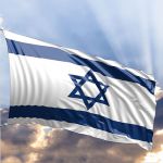 flag of Israel with clouds