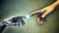 robot hand touches human hand